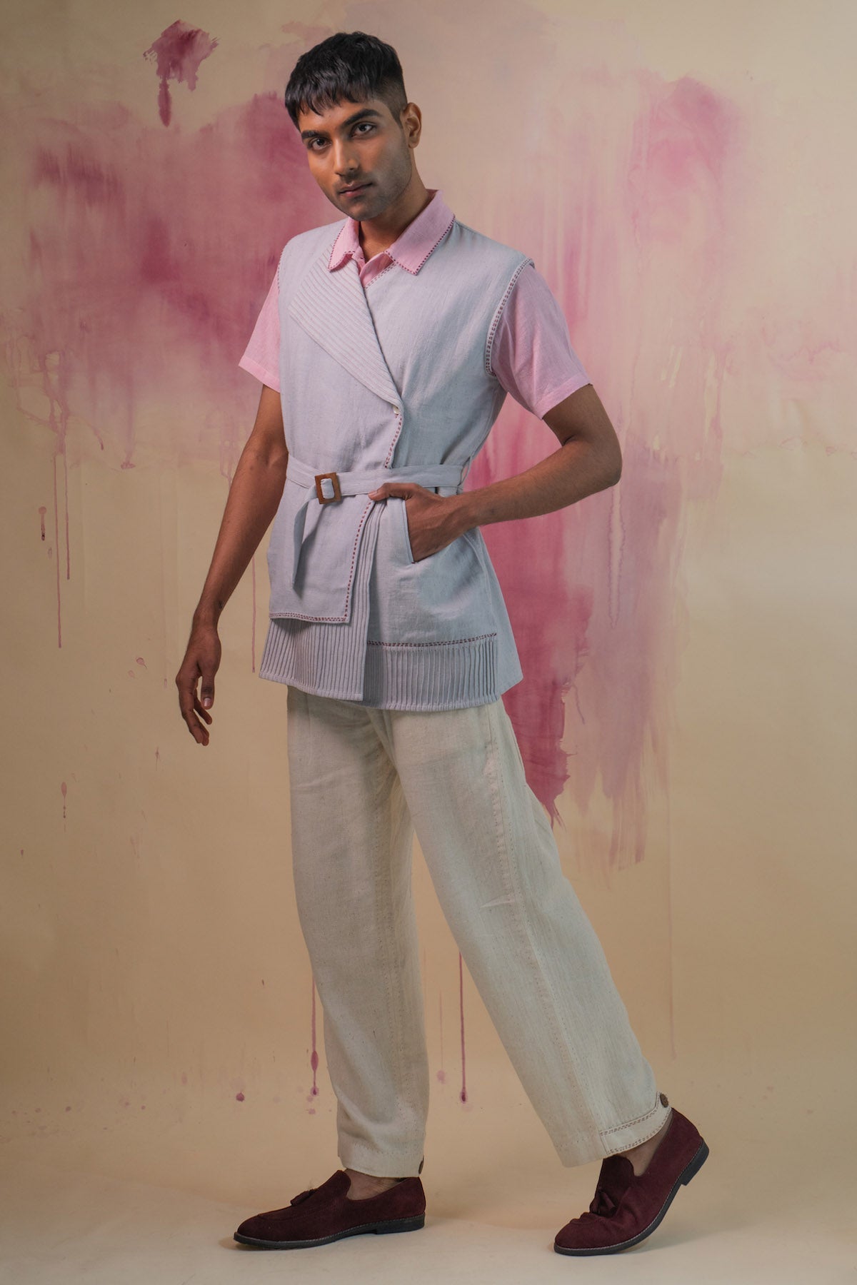 Buy Designer Cotton Lt. Grey Asymmetric Jacket By Lafaani